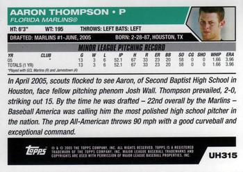 2005 Topps Updates & Highlights #UH315 Aaron Thompson Back