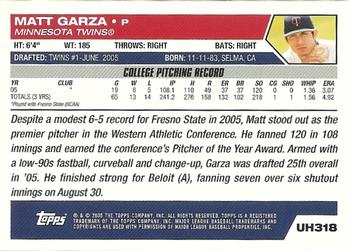 2005 Topps Updates & Highlights #UH318 Matt Garza Back
