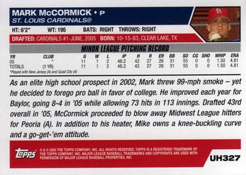 2005 Topps Updates & Highlights #UH327 Mark McCormick Back