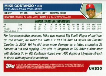 2005 Topps Updates & Highlights #UH330 Mike Costanzo Back