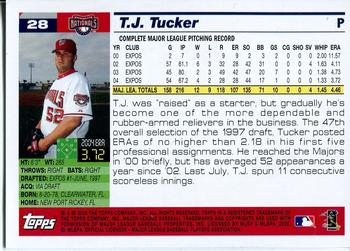 2005 Topps Washington Nationals Commemorative Set #28 T.J. Tucker Back