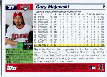 2005 Topps Washington Nationals Commemorative Set #37 Gary Majewski Back
