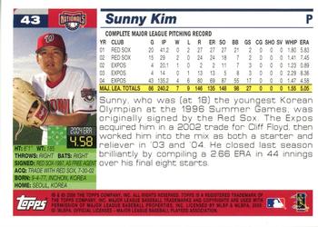 2005 Topps Washington Nationals Commemorative Set #43 Sunny Kim Back