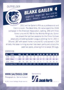 2011 Lincoln Saltdogs #NNO Blake Gailen Back