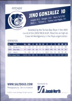 2011 Lincoln Saltdogs #NNO Jino Gonzalez Back