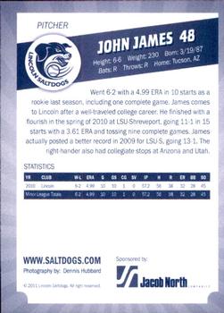 2011 Lincoln Saltdogs #NNO John James Back