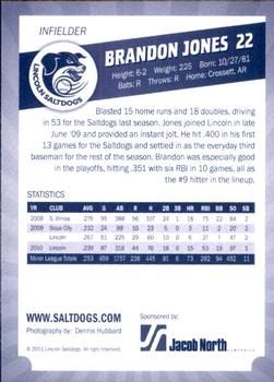 2011 Lincoln Saltdogs #NNO Brandon Jones Back