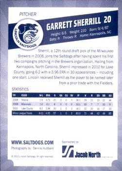 2011 Lincoln Saltdogs #NNO Garrett Sherrill Back