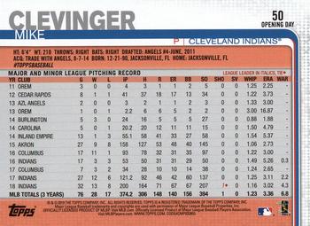 2019 Topps Opening Day #50 Mike Clevinger Back