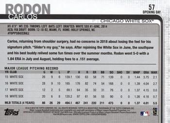 2019 Topps Opening Day #57 Carlos Rodon Back
