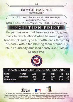 2019 Topps Inception #16 Bryce Harper Back