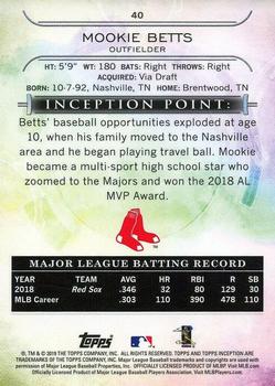 2019 Topps Inception #40 Mookie Betts Back