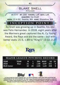 2019 Topps Inception #41 Blake Snell Back