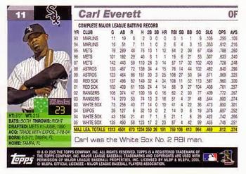 2005 Topps World Series Commemorative Set #11 Carl Everett Back