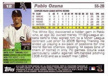 2005 Topps World Series Commemorative Set #12 Pablo Ozuna Back