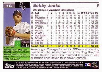 2005 Topps World Series Commemorative Set #16 Bobby Jenks Back