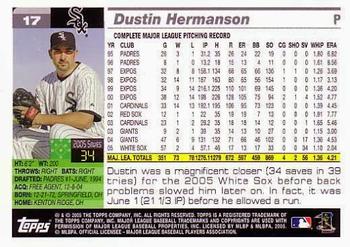 2005 Topps World Series Commemorative Set #17 Dustin Hermanson Back