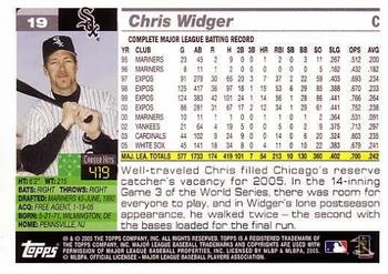 2005 Topps World Series Commemorative Set #19 Chris Widger Back