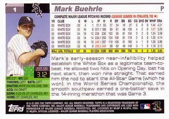 2005 Topps World Series Commemorative Set #1 Mark Buehrle Back