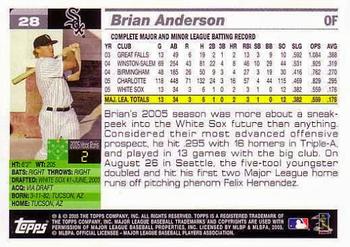2005 Topps World Series Commemorative Set #28 Brian Anderson Back