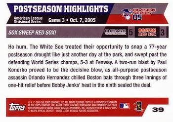 2005 Topps World Series Commemorative Set #39 ALDS Game 3 Paul Konerko Back