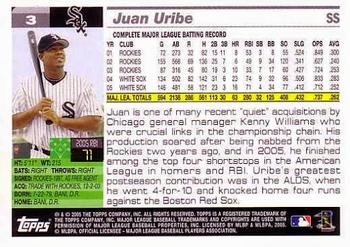 2005 Topps World Series Commemorative Set #3 Juan Uribe Back