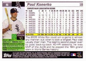 2005 Topps World Series Commemorative Set #5 Paul Konerko Back
