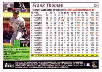 2005 Topps World Series Commemorative Set #6 Frank Thomas Back
