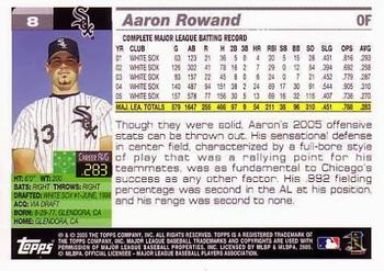 2005 Topps World Series Commemorative Set #8 Aaron Rowand Back