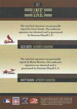 2005 Donruss Signature - INKcredible Combos #IS-7 Ozzie Smith / Marty Marion Back