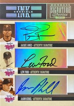 2005 Donruss Signature - INKcredible Trios #IS-46 Jacque Jones / Lew Ford / Jason Kubel  Front