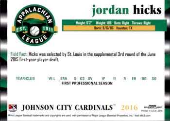 2016 Grandstand Appalachian League Top Prospects #16 Jordan Hicks Back