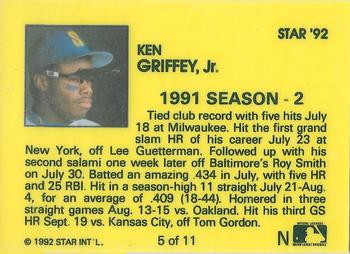1992 Star Ken Griffey Jr. #5 Ken Griffey, Jr. Back