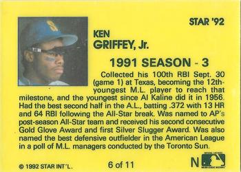 1992 Star Ken Griffey Jr. #6 Ken Griffey, Jr. Back