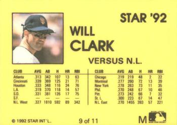 1992 Star Will Clark #9 Will Clark Back