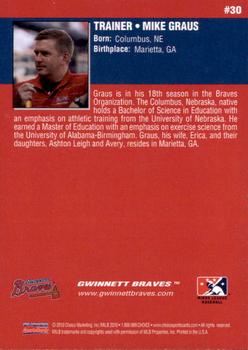 2010 Choice Gwinnett Braves #30 Mike Graus Back