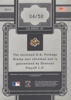 2005 Donruss Signature - Stamps Autograph Material Pro Ball #SST-2 Cal Ripken Jr. Back