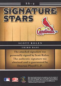 2005 Donruss Signature - Signature Stars #SS-2 Scott Rolen Back