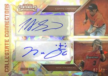 2018 Panini Contenders Draft Picks - Collegiate Connections Signatures Cracked Ice #CCS-CN Cadyn Grenier / Nick Madrigal Front