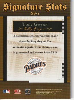 2005 Donruss Signature - Stats Autograph Material Jersey #SS-1 Tony Gwynn Back