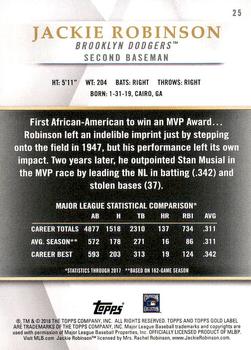 2018 Topps Gold Label - Class 2 #25 Jackie Robinson Back