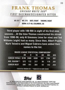 2018 Topps Gold Label - Class 2 #33 Frank Thomas Back