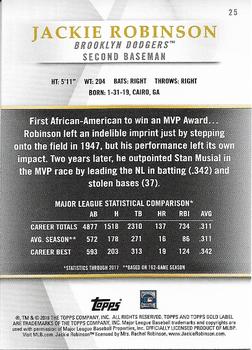 2018 Topps Gold Label - Class 2 Black #25 Jackie Robinson Back