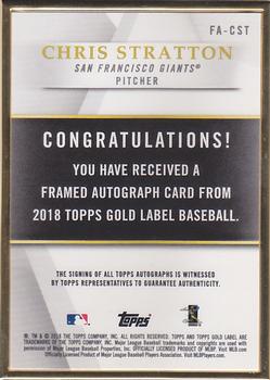 2018 Topps Gold Label - Framed Autograph #FA-CST Chris Stratton Back