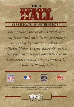 2005 Donruss Studio - Heroes of the Hall Combo Prime #HH-4 Carlton Fisk Back