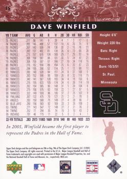 2005 Upper Deck Hall of Fame #15 Dave Winfield Back
