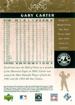 2005 Upper Deck Hall of Fame #28 Gary Carter Back