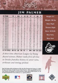 2005 Upper Deck Hall of Fame #38 Jim Palmer Back