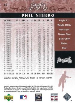 2005 Upper Deck Hall of Fame #57 Phil Niekro Back