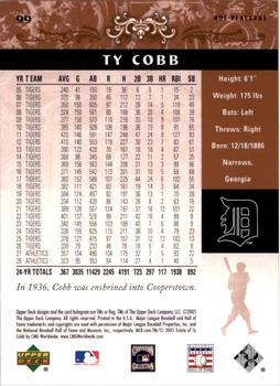 2005 Upper Deck Hall of Fame #99 Ty Cobb Back